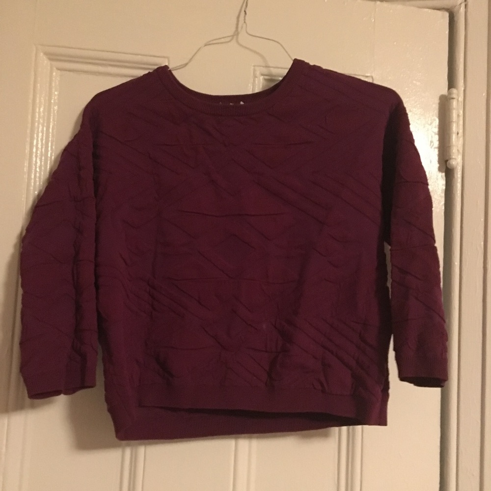 Parker Burgundy Stretch Knit Tribal Print Sweater